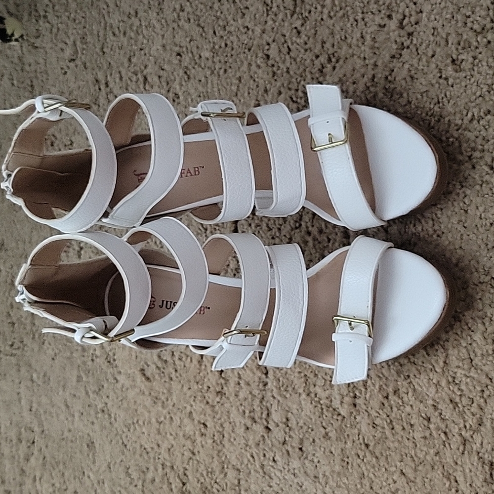 White high heels strappy size 8½
